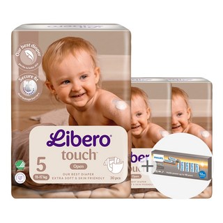 리베로 기저귀 터치 밴드형 5단계 30매 3팩+필립스 건전지 12개, 90매