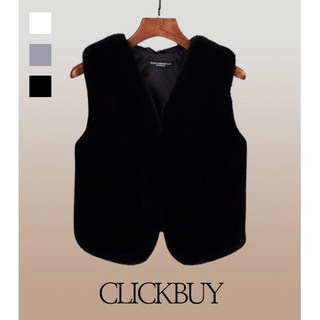 클릭버이 고급스러운 양모베스트 에코퍼 인조퍼 밍크조끼