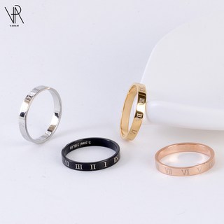 VARAM 써지컬316L스틸 3mm 얇은 레이어드 로마숫자반지