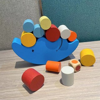 疊疊高月亮平衡 拚裝玩具 刺蝟疊疊樂 幼兒園堆搭玩具 兒童益智拚搭玩具 七彩虹 五彩虹 鯨魚 疊疊樂 套圈圈 不倒翁, 1個, 月亮平衡積木