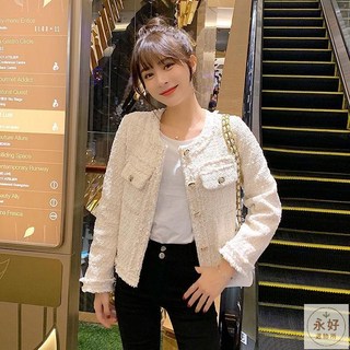 小香風粗花毛呢短版外套 秋冬新款休閒氣質百搭夾克上衣