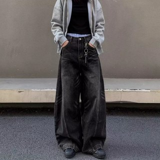 阿堯的店 彎刀牛仔褲 oversize 闊腿褲 水洗牛仔長褲【K7099】