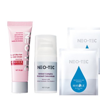 NEO-TEC 妮傲絲翠 物理性潤色防曬霜 SPF50 3顆星 輕盈版+全效A醇肌活菁萃 35ml, 1件, 50ml