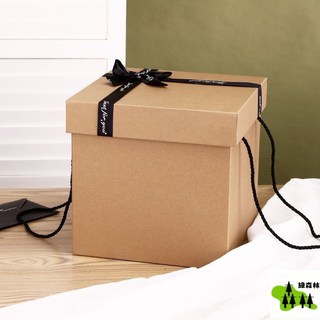 潔白精美禮盒 白色情人節禮物盒 生日禮盒 創意牛皮禮物盒 超大號禮品包裝空盒, 1個, 空盒子-【送1對手提繩】,清新複古-15x15x15-禮盒