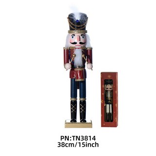 화이트 호두까기 인형 오르골 회전목마오르골, F. 38cm 레드 바디 블루 풋 드럼맨