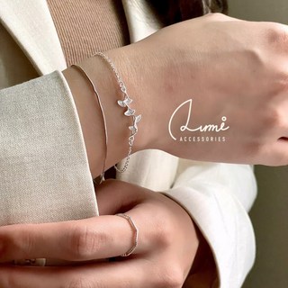 ALUMI 銀杏枝葉S925純銀手鍊，簡約時尚純銀手鍊，銀杏葉造型手環