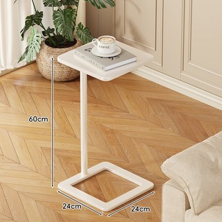 【椿嶼】鐵藝茶幾小桌子家用小戶型沙髮邊幾客廳極簡咖啡桌陽臺落地小茶桌, 白色24*24*60cm
