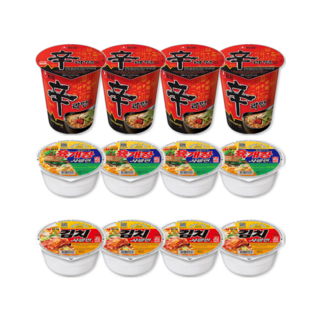 농심 소컵 컵라면 작은컵 세트 모음 3종세트 총 12개 신육김 (신라면x4+육개장x4+김치사발면x4)