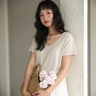 하비소 여름 여성 반팔티셔츠 텐셀 린넨 니트