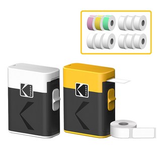[코닥] 라벨프린터 ERA M50 (라벨롤 1개내장)+12롤 번들 라벨프린터기 라벨기 휴대용 라벨 네임 스티커 제작 label 프린터 테이프 블루투스 이름 방수 미니 기계, 코 닥 M50(옐로우)+카트리지 13롤