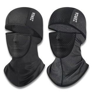 제로아 신축성좋은 자외선차단 쿨링 메쉬 바라클라바, 블랙+차콜, 1세트