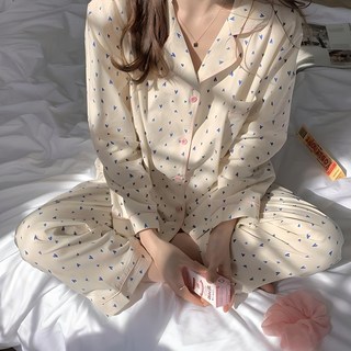 Elsso 女款長袖襯衫式睡衣上下套裝