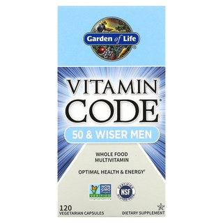 Garden of Life Vitamin Code 50세 이상 남성용 천연 식품 종합비타민 베지 캡슐 120정, GardenofLifeVitaminCode50세, 1개