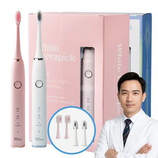 프로벨 음파전동칫솔 저자극 1년무상A/S 칫솔모2개포함 화이트테라픽 음파칫솔 민트 1개, 화이트+핑크, 2개