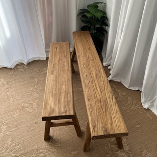 廠家直銷長條凳 長板凳 原木長凳子 餐椅 餐桌長凳 老榆木實木戶外凳子, 1個, 220 × 26 × 45 (長高)