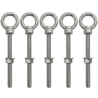 ANPTGHT 1cm(3/8인치) x 15.2cm(6인치) 아이 볼트 해양 등급 튼튼한 304 스테인리스 스틸 스레드 숄더 아이볼트 와셔 및 너트 포함 (5팩), 5, 1/4" x 4"