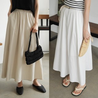 하늘바라기 여성용 위빙 벨티드 에이라인 스커트