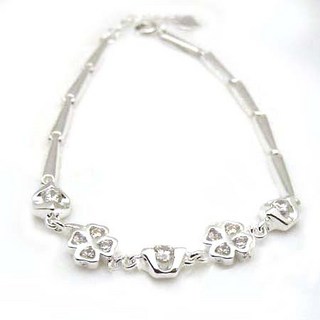 純銀鋯石幸運草手鍊