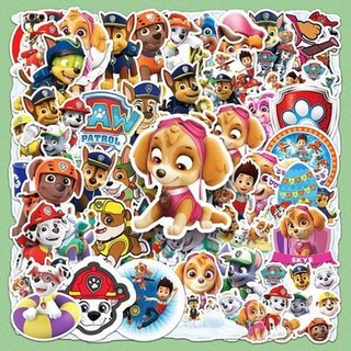 桃園出貨 50張汪汪隊立大功卡通動漫個性潮流創意裝飾趣味貼畫水杯桌面貼紙, 1個, 10張 汪汪隊立大功-400