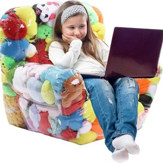 台灣優選 透明沙發 收納娃娃透明凳子 毛絨玩具收納沙發 可愛造型 輕巧易搬運, 1個, 圆凳椅（不含娃娃）