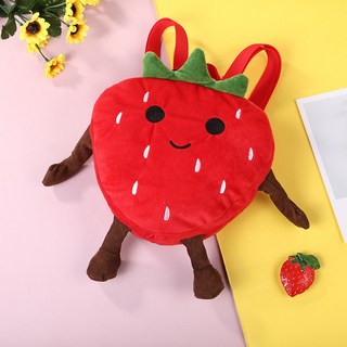 兒童秋冬幼兒園草莓菠蘿毛絨公仔雙肩包-卡通可愛型雙肩旅行小書包