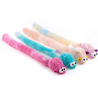 CHIWAVA 4팩 38.1cm(15인치) 길이의 부드러운 플러시 고양이 장난감 쥐 벨 러슬 사운드 소형 마우스 활동 인터랙티브 장난감, CHIWAVA 4팩 38.1cm(15인치) 길이의 부드