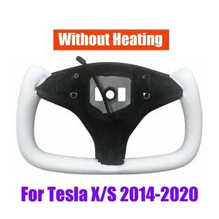납품전문 알칸타라 모델 X 요크 스티어링 휠 카본 파이버 핸들 스웨이드 S 테슬라 X/S 2014-2020, 11 White No Heat