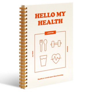 기본 A5 건강 일지(식단 건강체크 데일리 6개월) 운동일지 플래너 헬스 노트 챌린지 다이어트 일기 식단, [H7 02-006235] 오렌지