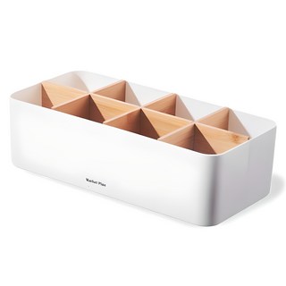 마켓플랜 우드앤화이트 칸막이 수납 정리함 8칸, 화이트, 1개