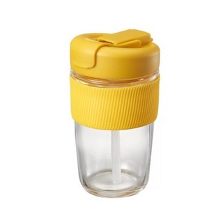 RICOCAFE 耐熱玻璃雙享杯 BSG-500 500ml 四色可選 雙層隔熱杯, 1個, 鵝黃色