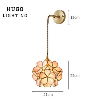 手工日式繡球花壁燈 臥室床頭燈 過道燈 陽台燈, 粉色