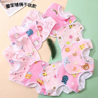 嬰幼兒雙層按扣圍兜/寶寶口水巾/吃飯防髒污圍兜, 1個, 粉色【圖案不挑款】【1件】, 粉色, 1