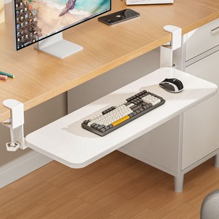 免打孔 桌面夾 桌上型電腦伸縮滑軌, 鍵盤托架黑支架一對,黑支架, 1個