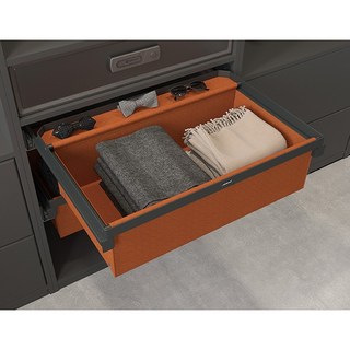 愛琴海廚房 台灣JAS 皮革收納拉籃 系統櫃用 衣物收納抽屜 橘色 杏色, 杏色,80櫃體, 1個