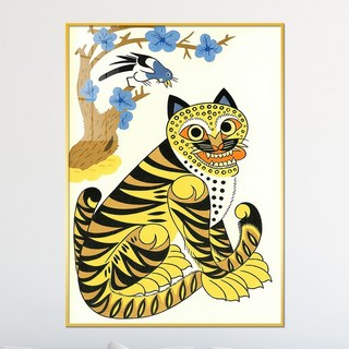 호작도 복을 부르는 민화 까치 호랑이 인테리어 액자, 3. 까치와 노란호랑이, 골드메탈