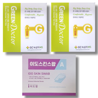 그린닥터 시험지 100매+침 100개+솜 100매 GC 녹십자 메디스 MS 혈당 측정 검사지 당뇨 스트립 체크지 strip, 시험지100매+솜100매, 1개