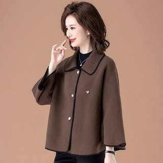 POMTOR 중년 여성 외투 캐주얼 짧은 카라 상의