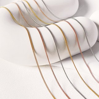 UME 寬1.9MM 鈦鋼不鏽鋼側身鏈項鍊，鍍18K金鎖骨鏈/頸鍊