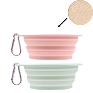 빛나는펫 반려동물 접이식 급체방지 실리콘식기, 1개, 핑크+민트