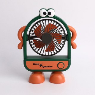 一木優選の大眼怪獸卡通風扇角度可調節桌麵風扇學習辦公臺式風扇usb風扇, 二檔風速-大眼怪獸綠色