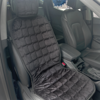 어썸카툰 자동차 12V 열선시트 차량용 겨울 온열 의자 앞좌석 시트커버, 블랙 (극세사), 1개
