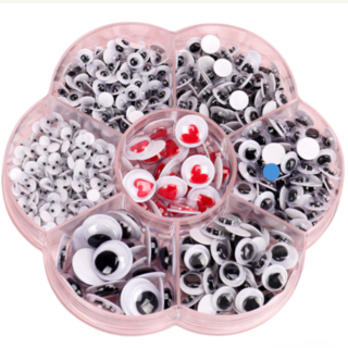 원형 스티커 인형 눈 700P 붙이는 눈 접착 눈알 인형눈알, 1세트, 원형하트