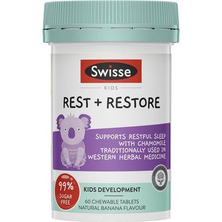 호주 스위스 Swisse Kids Rest & Restore 어린이 레스트 & 리스토어 바나나맛 츄어블, 60정, 5개