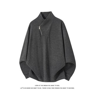 斜拉鍊寬鬆休閒加絨加厚男款衛衣