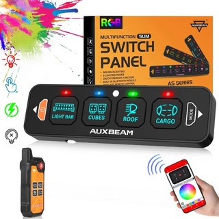 AUXBEAM AS 시리즈 4/6 갱 자동차 조명 RGB 슬림 스위치 패널 앱 및 리모컨 토글 순간 펄스 모드 지원, 03 4 Gang