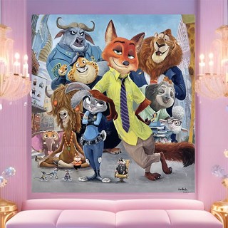 瘋狂動物城 數字油畫 DIY 手繪卡通動漫 畫師系列 朱迪 尼克 裝飾畫, XC085,[20*20數字油畫】+顏料+工具+膠膜, 1個