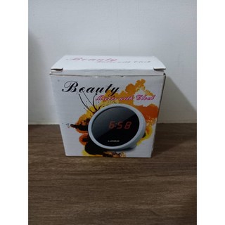 數碼美人鏡時鐘 LED美人鏡鬧鐘 白色 觸控喚醒時間顯示 時尚簡約居家裝飾