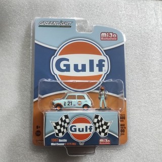GREENLIGHT 奧斯汀迷你庫柏S 1275 MKL GULF 賽車模型，附驅動人偶，精緻收藏, 1個