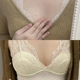爆款法式蕾絲內衣小胸無鋼圈內搭疊穿輕薄吊帶背心顯瘦美背文胸罩
