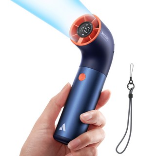 Aecooly 미니 무선 휴대용 선풍기 초강력 급속 냉각 손선풍기, 블루-오렌지, Aero Ultra, 1개